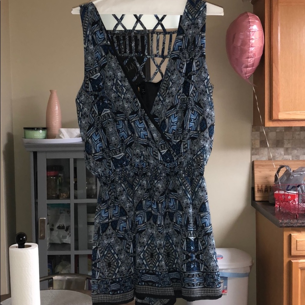 Blue printed romper